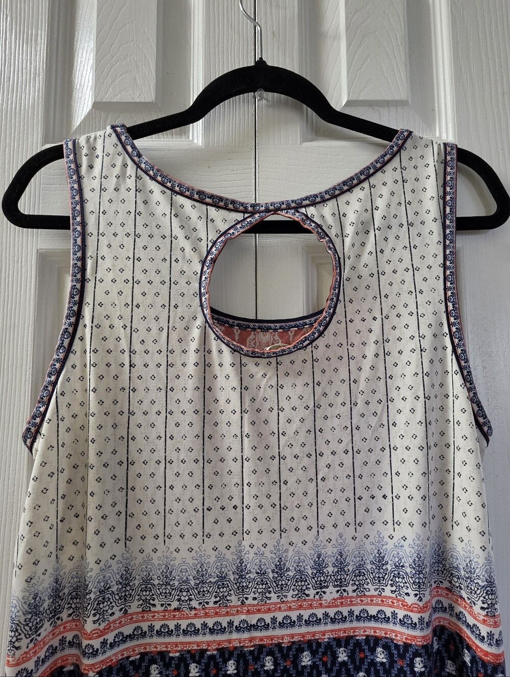 Max Studio White, Red & Blue Sleeveless Printed Shift Dress L - Picture 4 of 8